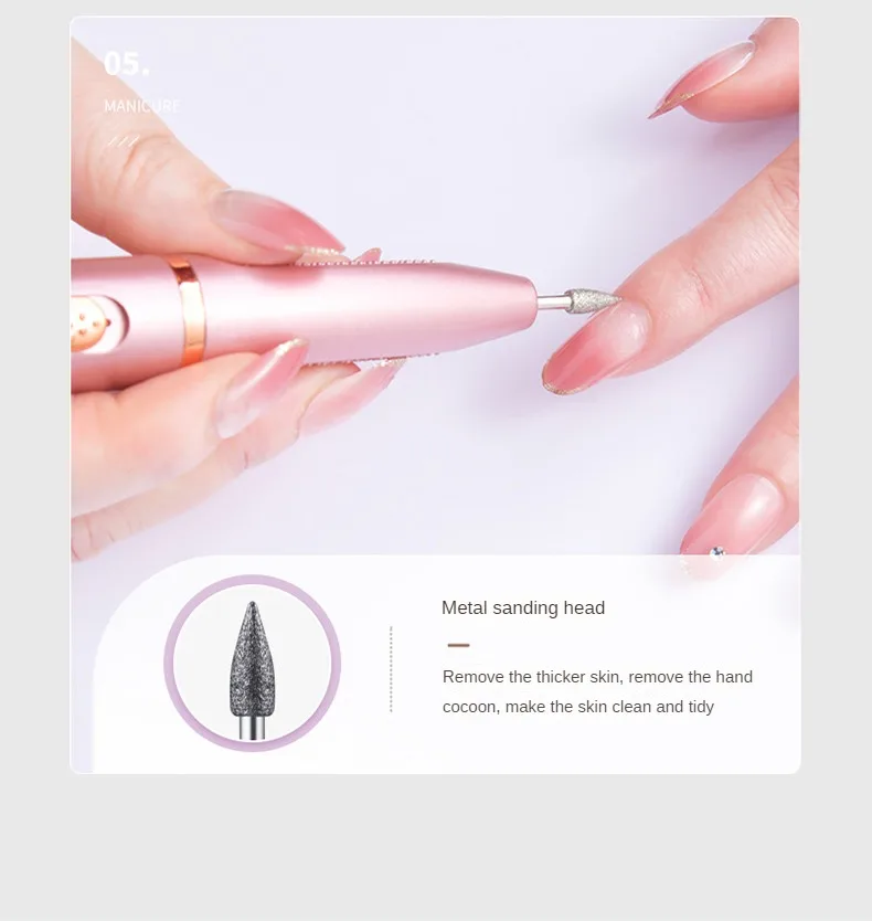 Electric Nail Tool Professional Drill Milling Cutter Set SuitableFfor Acrylic Gel Nail Polish Rechargeable Nail Polish Remover
