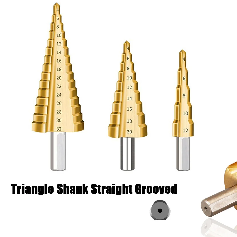 チタンコーティング,4-12 4-20 4-32mm,金属用ビットドリル,高速度鋼木材穴カッターコーンドリル