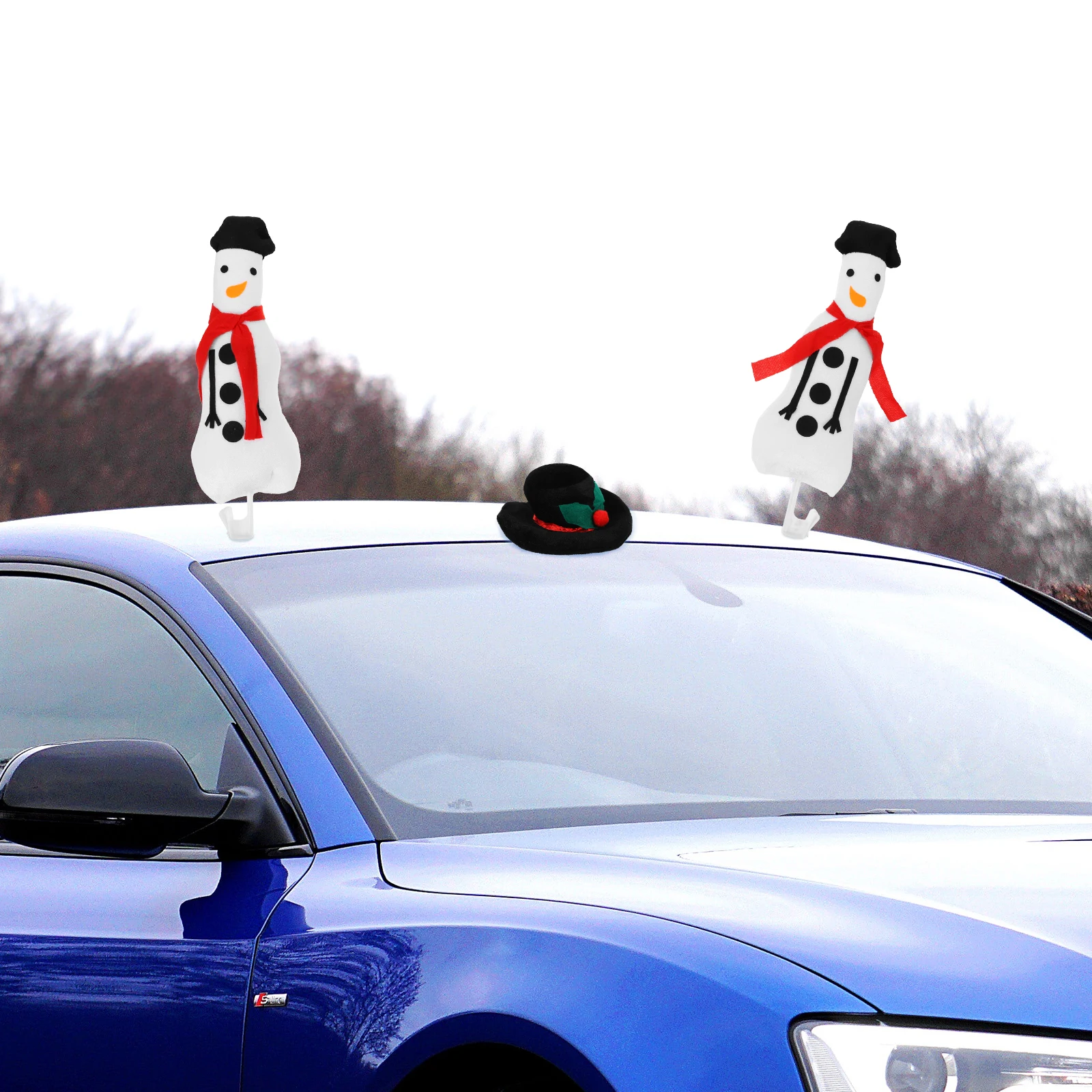 

2Pcs Car Christmas Decorations Snowman Adorable Holiday Vehicle Accessory Fashionable Winter Drive Easy Installation Fun Design