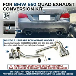 Punta de escape Quad para coche, silenciador de acero inoxidable para BMW E60, 523i, 520i, 2006-2011, parachoques de M5 cambiado