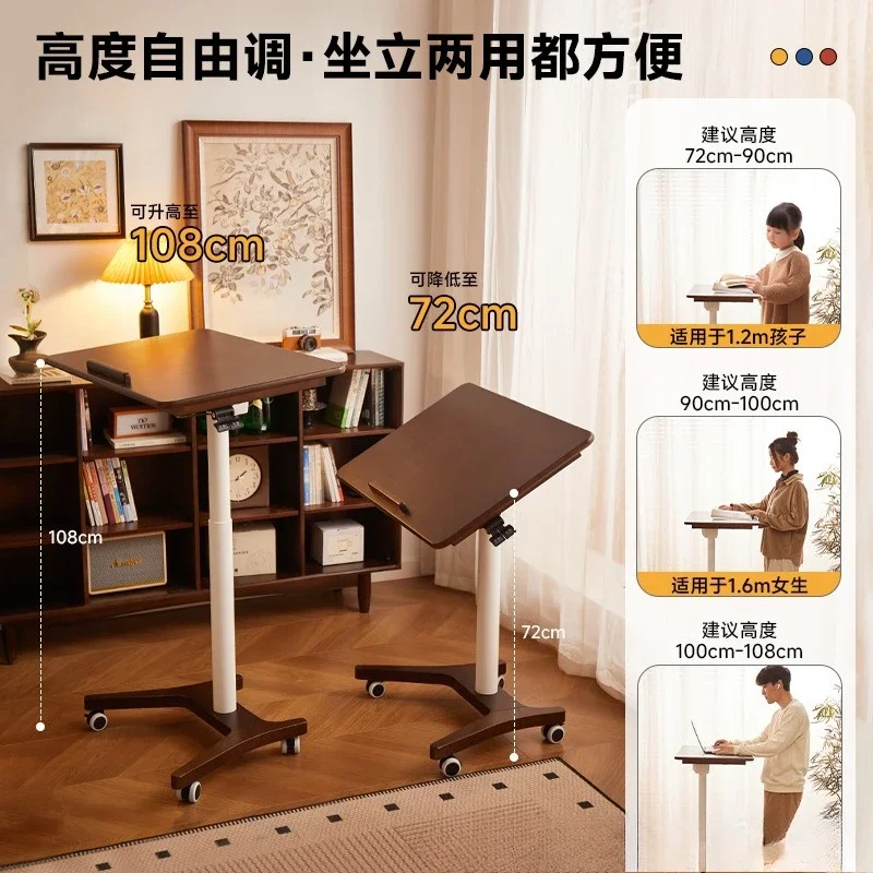 Solid wood lifting computer desk, removable bedside table