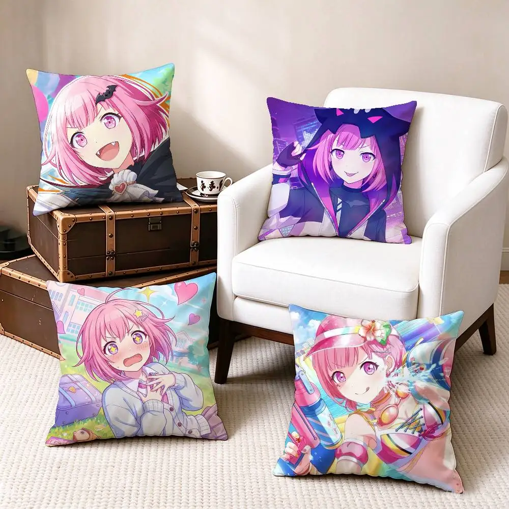 Project SEKAI PJSK H-Hoshino E-Emu  Square Double-Sided printed Pillow Case Bedroom Bedside Pillow Sofa Cushion Cover