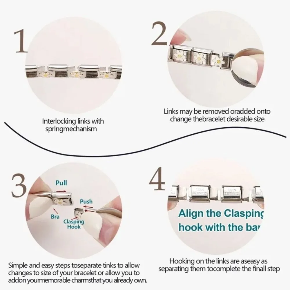 الأزياء الفولاذ المقاوم للصدأ وحدة سوار الملحقات DIY الرجعية سحر سوار ربط زهرة الإيطالية سحر ربط المرأة كما هو موضح #5