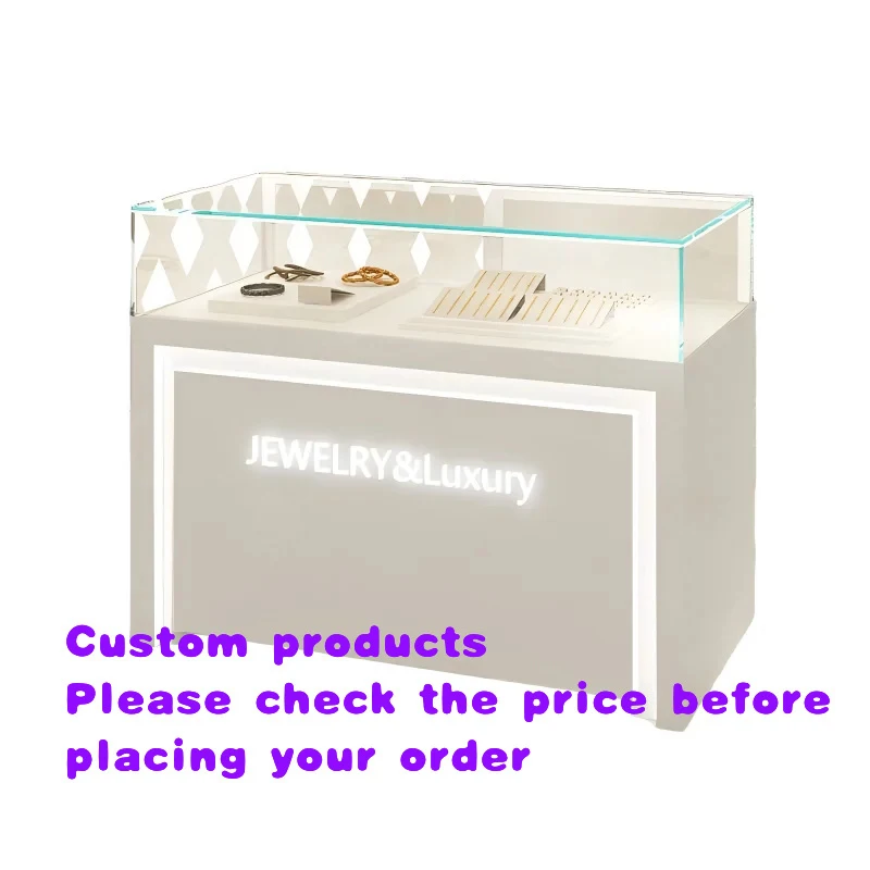 custom.Modern Glass Gondola Display Rack with Foldable Design Portable & Eco-Friendly Jewelry