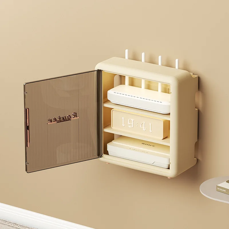 Wall Hanging Wireless Wifi Router Shelf Storage Box Wire Cable Storage Case Cable Power Bracket Organizer Plug Board Storage Box