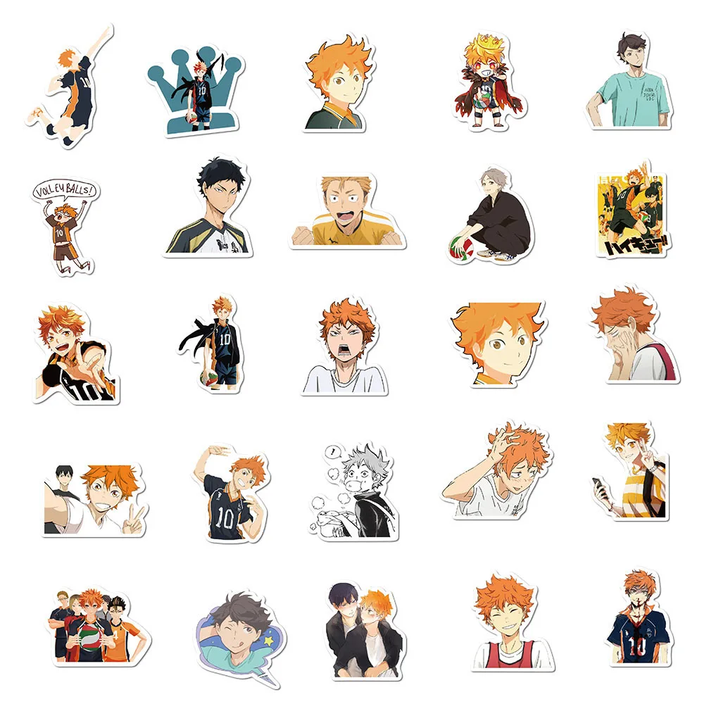 52pcs Anime Haikyuu!! Shoyo Hinata Series Graffiti Stickers Suitable for Helmet Desktop Wall Decoration DIY Sticker Pack