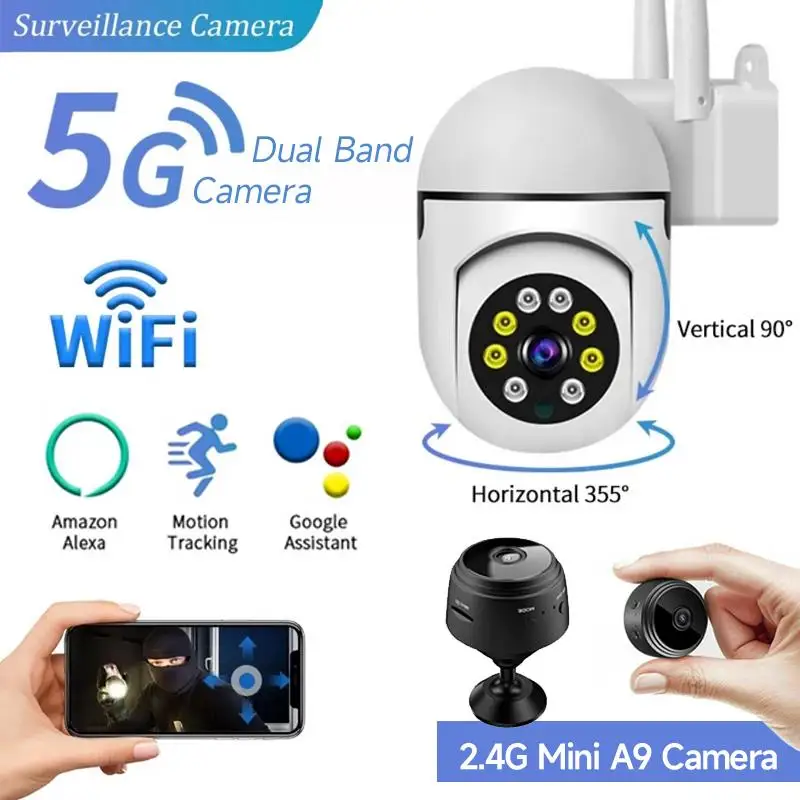 Cámara IP inalámbrica Hd de 1080P, 5G, doble frecuencia, WiFi, protección de seguridad para interiores, detección de movimiento, vigilancia, minicámara de 2,4G