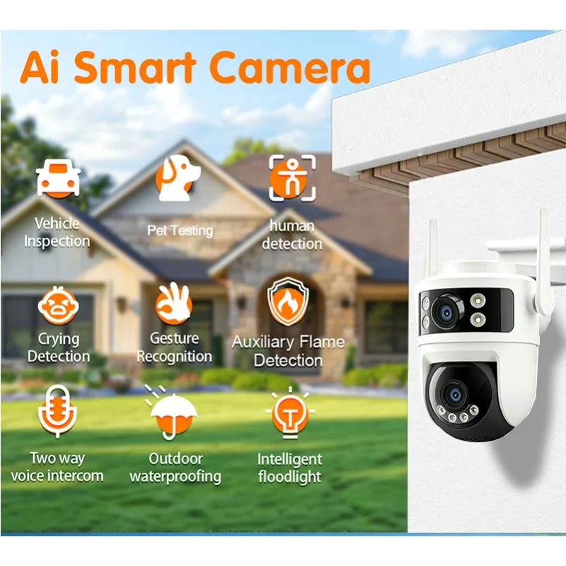 TUYA 8MP WIFI IP Camera 2.4G Outdoor 350° PTZ Dual Lens Security Surveillance Camera Digital Zoom Auto Tracking Night Vision Cam