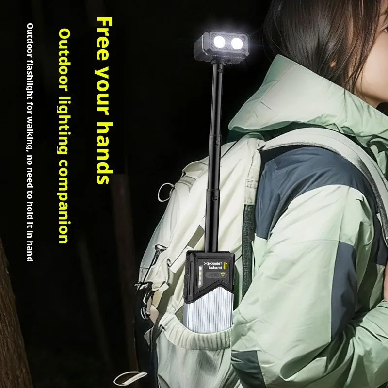 Telescopic Rotating Magnetic Work Lamp Outdoor Camping Multifunctional Maintenance Light Waterproof Rechargeable Flashlight