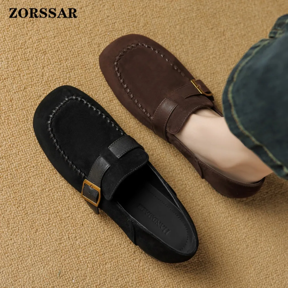 

Women's Slip on Suede Leather Loafers Spring Autumn Ballet Shoes Ladies Casual Round Toe Flats Single Shoes Sneakers Size 40
