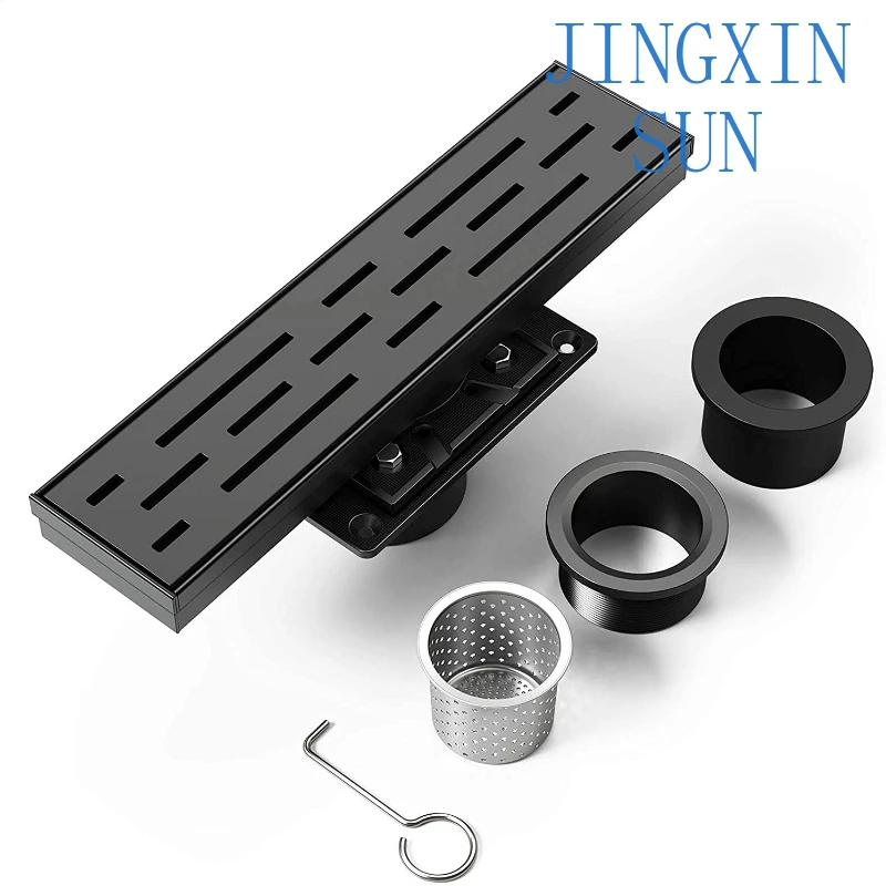 304 stainless steel 12 inch Linear Drain Rectangular Shower Floor Drain with Flange Accessories