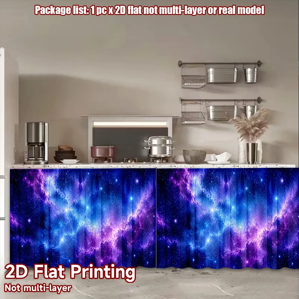 2D flat 1pc Modern minimalist shelf curtains Cosmic Dreamscape Digital printing Suitable for holiday decorations, applicable to