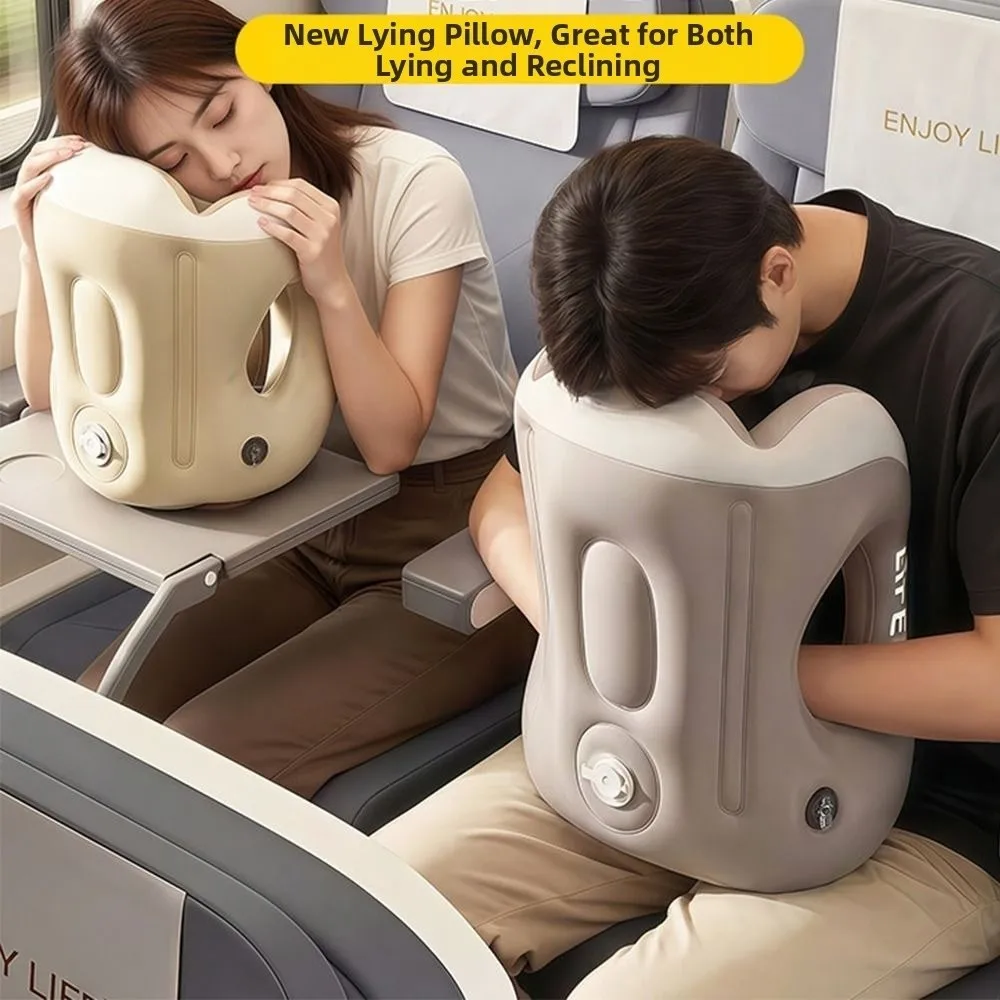 Neck Protection Inflatable Sleeping Pillow PVC Convenient Half-Sleeping Pillow Foldable Back Support Cushion for Office Travel