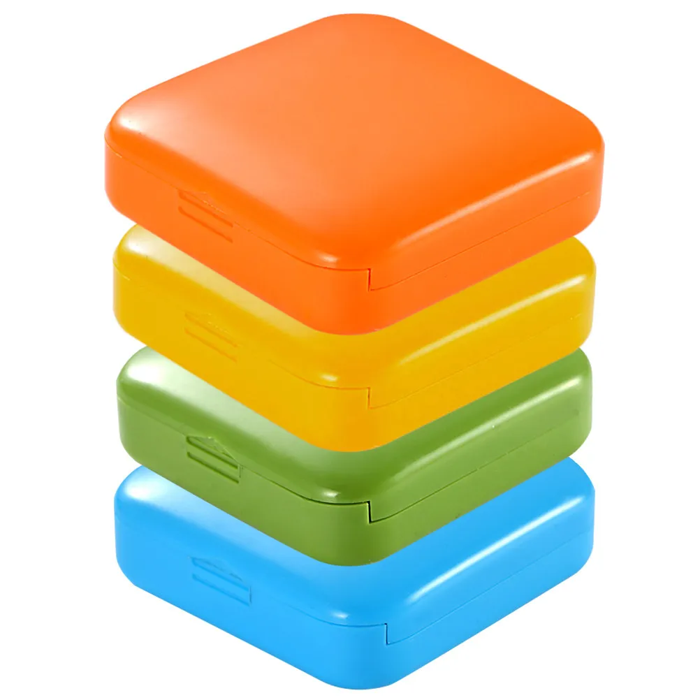 4Pcs Portable Travel Medicine Pill Box 2 Grid Spill-Proof Compact Airtight Organizer for Daily Use Vitamins Tablets Outdoor