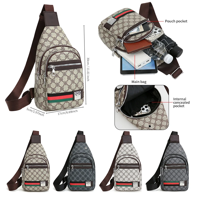 Men's Multifunctional Messenger Bag, Shoulder Bag, Crossbody Casual Handbag with Headphone Hole