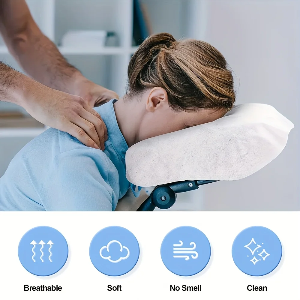 200 قطعة من أغطية مهد الوجه الناعمة غير المنسوجة للاستعمال مرة واحدة - طاولات التدليك/الكراسي ومسند الوجه باللون الأبيض #4