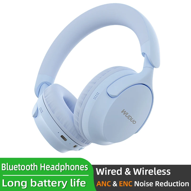 

Headphones Wireless Bluetooth ANC & ENC Noise Cancellation Earphones, Built-in Mic Wired & Wireless Headset For PC/Cell phone