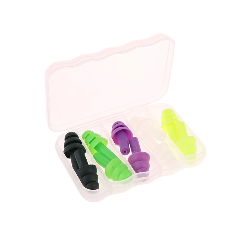 Bouchons d'oreille anti-bruit en silicone souple pour enfants et adultes, bouchons d'oreille étanches pour la natation et la plongée, 5 paires