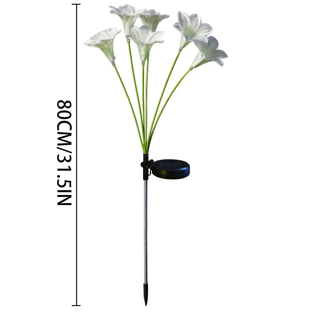 Solar Powered Lily Flower Stake Lights, Fiber Optic LED Outdoor Garden Decor Lawn Lamps, Waterproof Pathway Patio Yard Light image 6