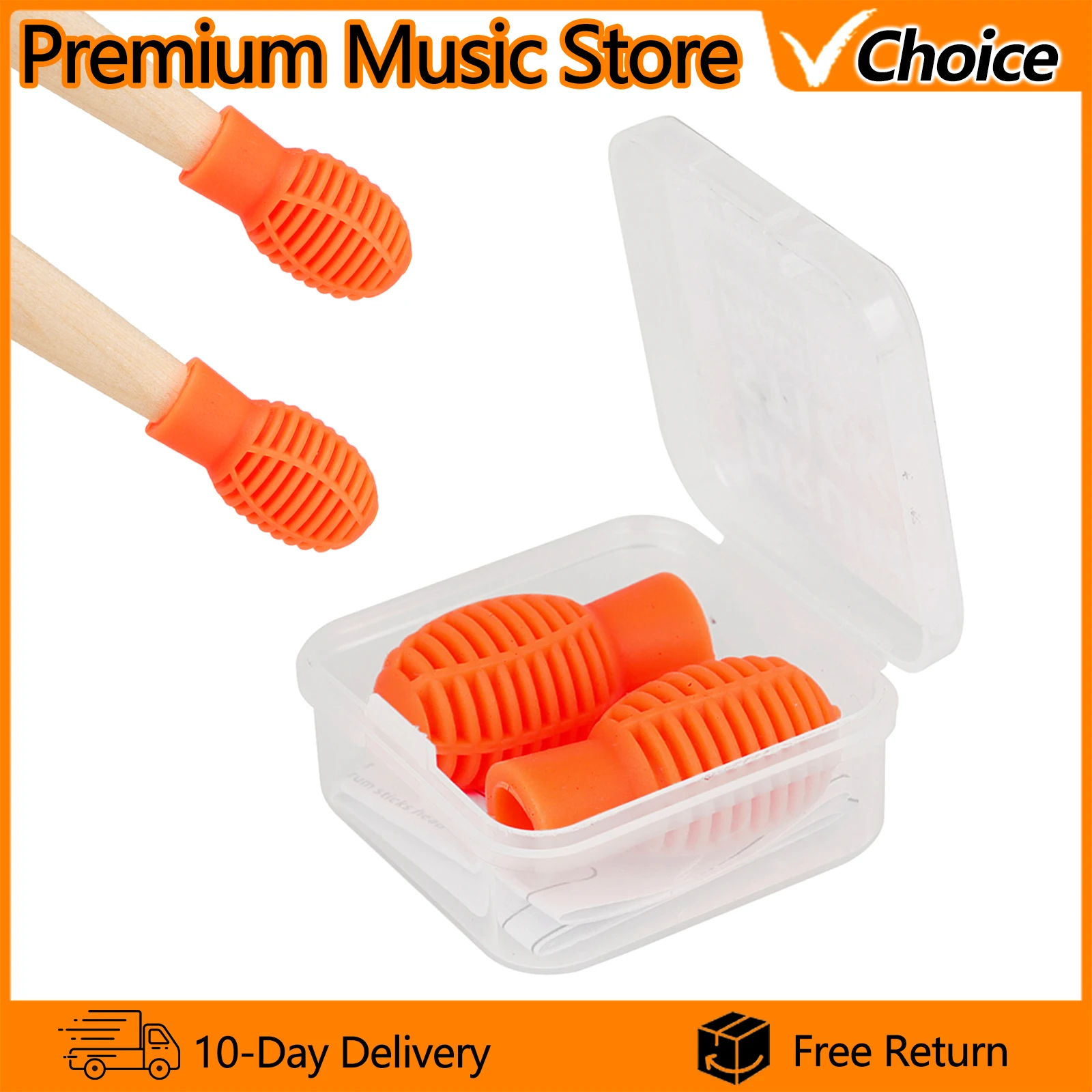 2Pcs Silicone Drumstick Mute Covers Quiet Practice Tip Drumstick Protectors with Hollow Design Reduce Noise&Protect Sticks