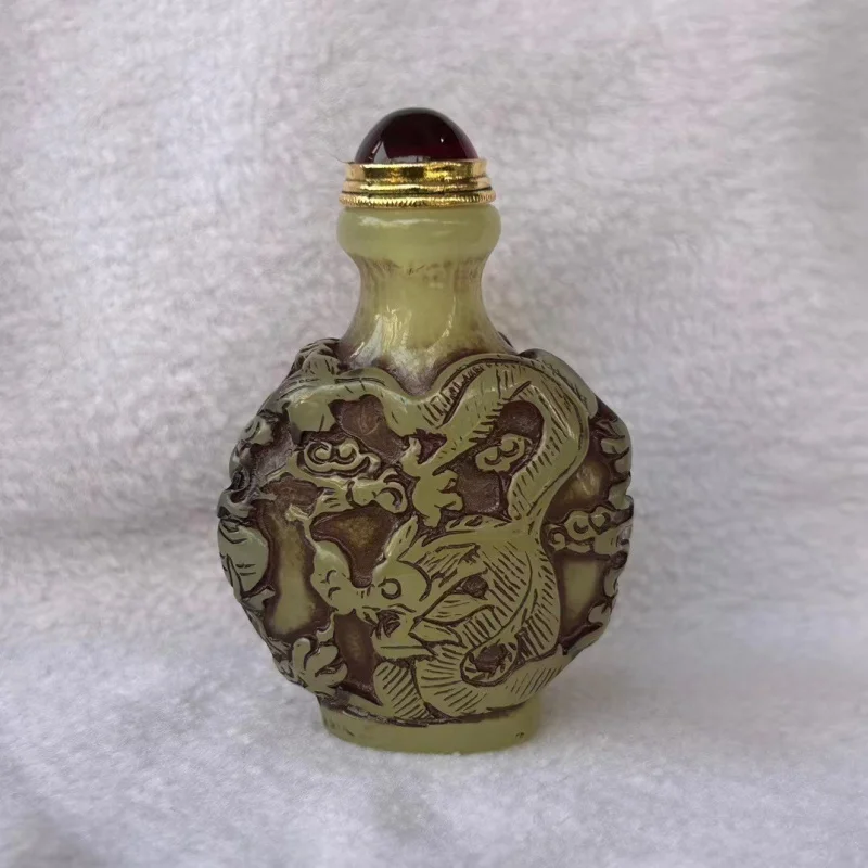 Antique-Style Collectible Carved Luminous Smoking Set And Snuff Bottle Handheld Ornament