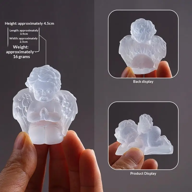 1Pcs Frosted Resin Cherub Angel Figurines Mini Angel Wings Girl Carving, Crystal Home Decor - Unique Handcrafted Gem Crafts