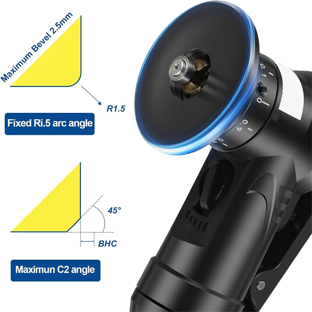 Ferramenta pneumática de chanfrar, máquina de chanfrar e corte de rebarbação de metal de 45 graus, kit de chanfradura de borda de arco zjy