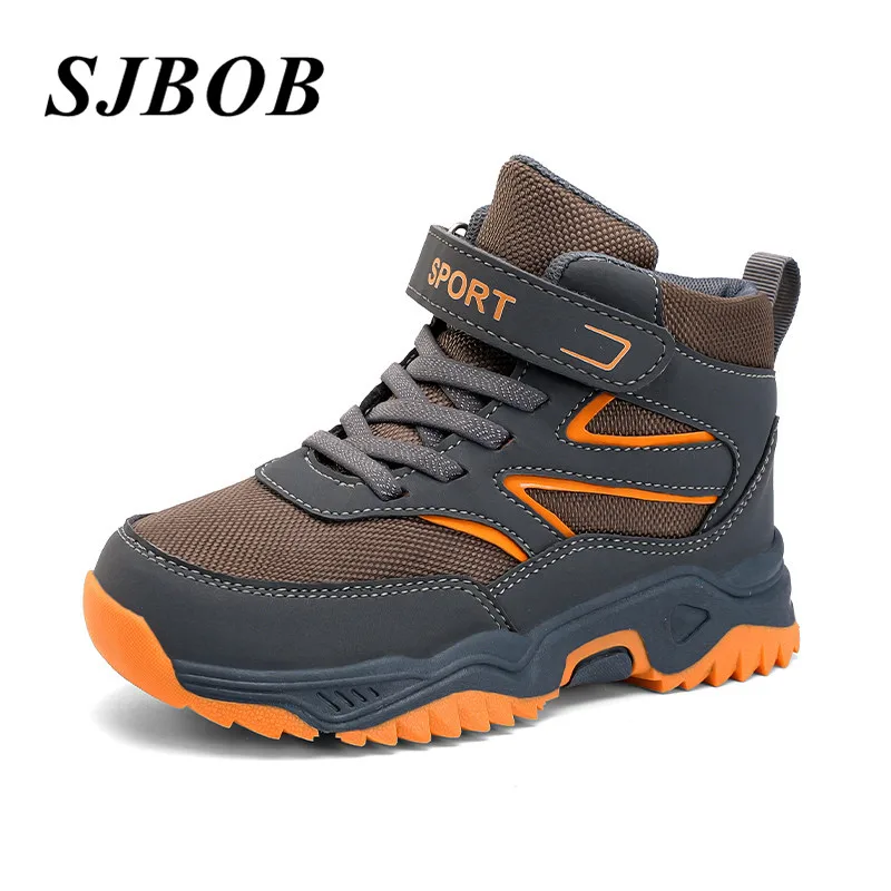 

Grey Trekking Shoes Child Hook Loop Breathable Mesh Hiking Boots Boys Comfort Non-Slip Outdoor Sneakers For Boy Sapato Infantil