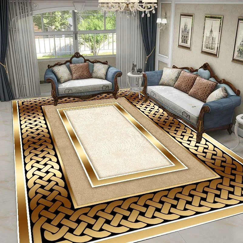 Gold Black Geometric Carpets Nordic Luxury Living Room Rugs for Bedroom Sofa Table Beside Large Area Rug Home Decor Mats Tapete