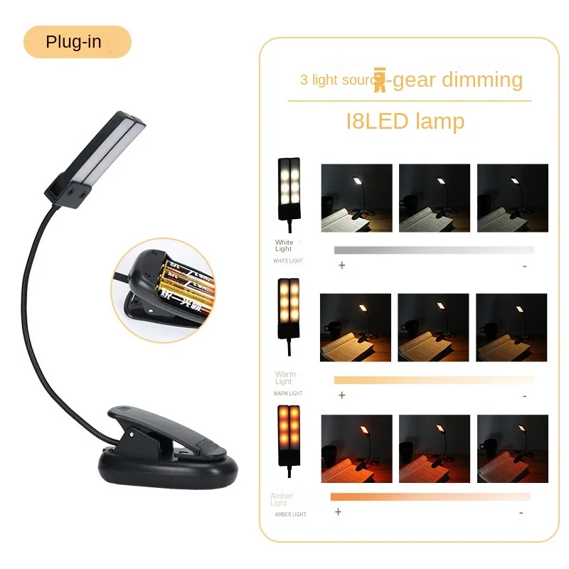 Dimbare Oogbescherming Usb Oplaadbare Power Display Clip Op Home Office Super Heldere Piano Muziekstandaard Licht Boek Lezen