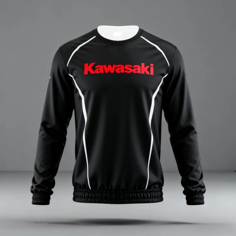 

Рубашки с длинными рукавами Moto Fans Kawasaki: зеленые с белыми акцентами и зеленью — черный цвет — Block Styles Быстросохнущие скоростные спуска