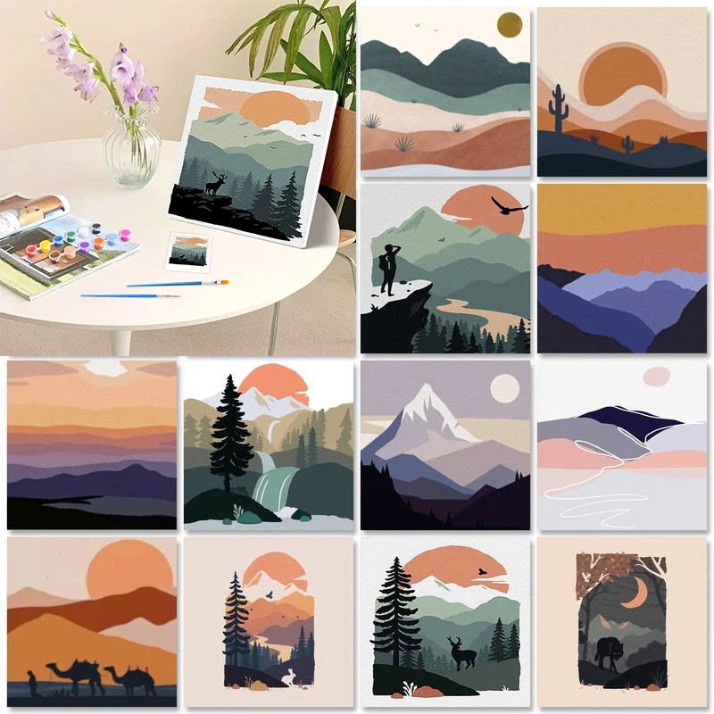 

Картина по номерам 20x20 см в рамке: Горный пейзаж. Набор для рисования по номерам для взрослых. Абстрактный декор для дома. Набор для раскрашивания по номерам.