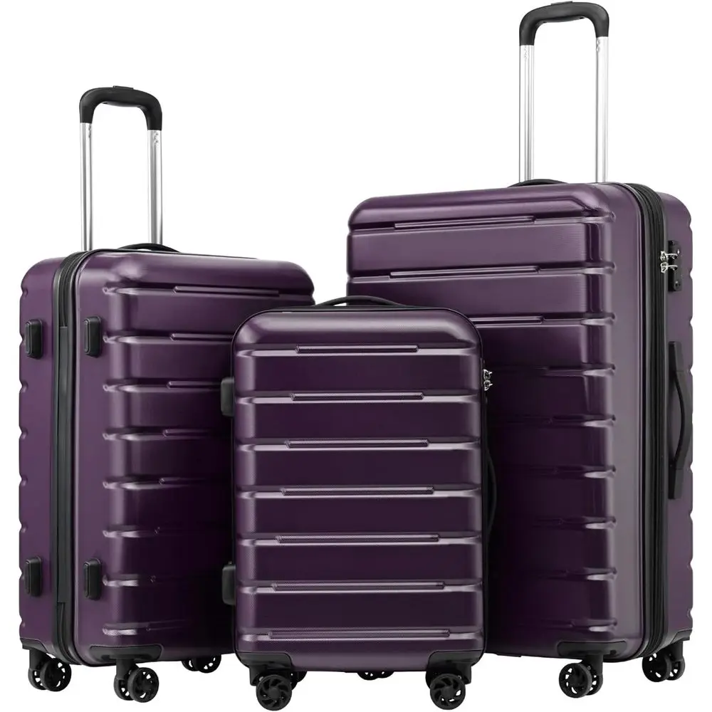

3 Piece Spinner Suitcase Set with USB Port, Expandable, 20, 24, 28 Carry-On Luggage