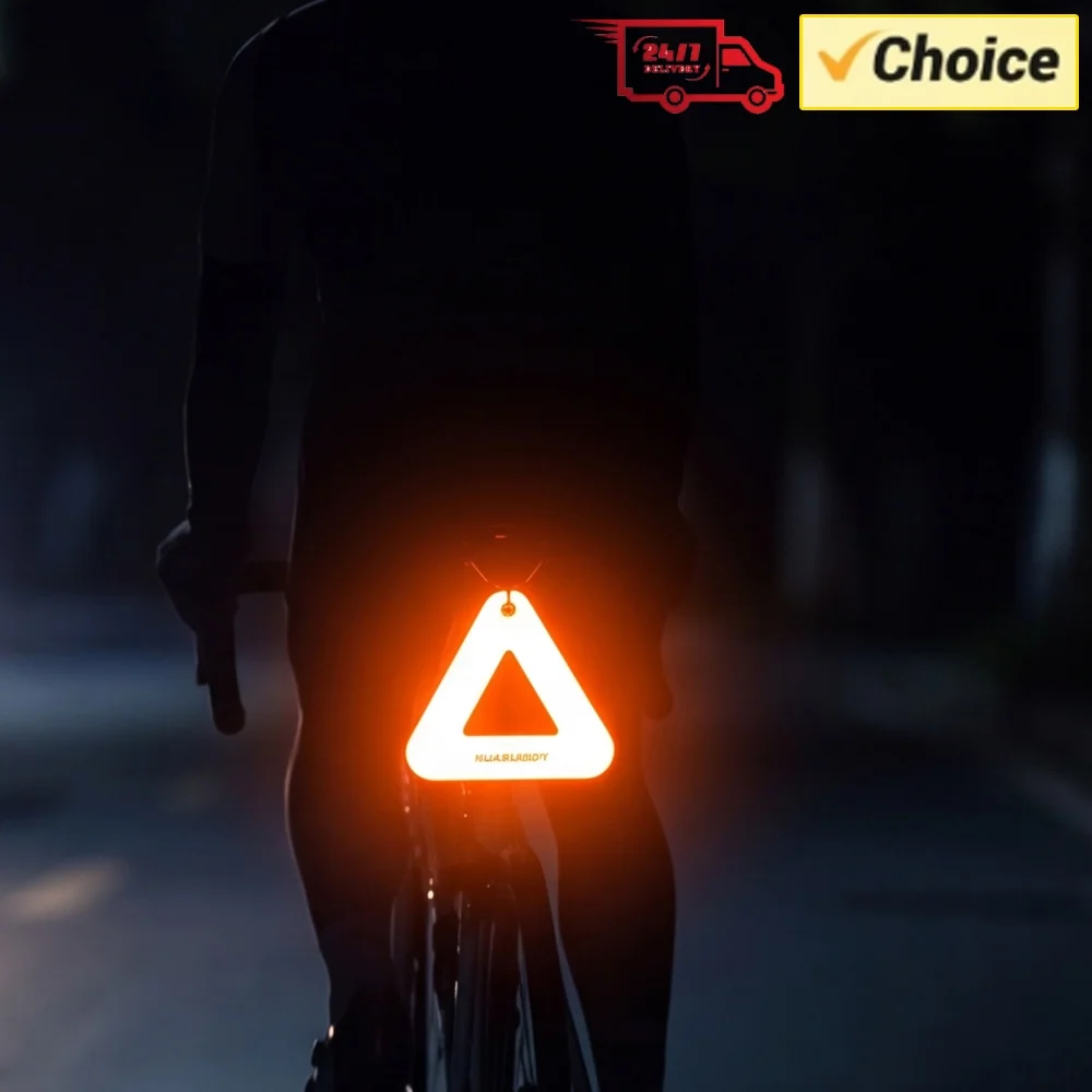 Triangle Reflective Bicycle Rear Pendants Double Sided High Visibility Safety Reflector with Elastic Rope for Outdoor Cycling