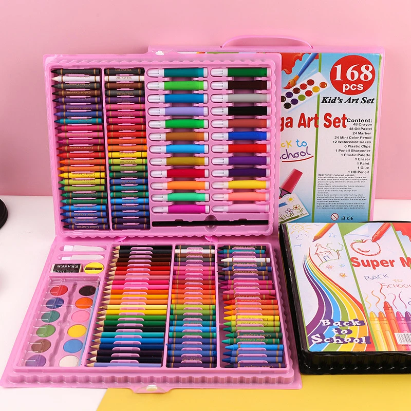 168 Pcs Art Set Watercolor Markers Crayons Water Pen Drawing Set Artist Painting Tools For Boys Girls Kids Birthday Gifts