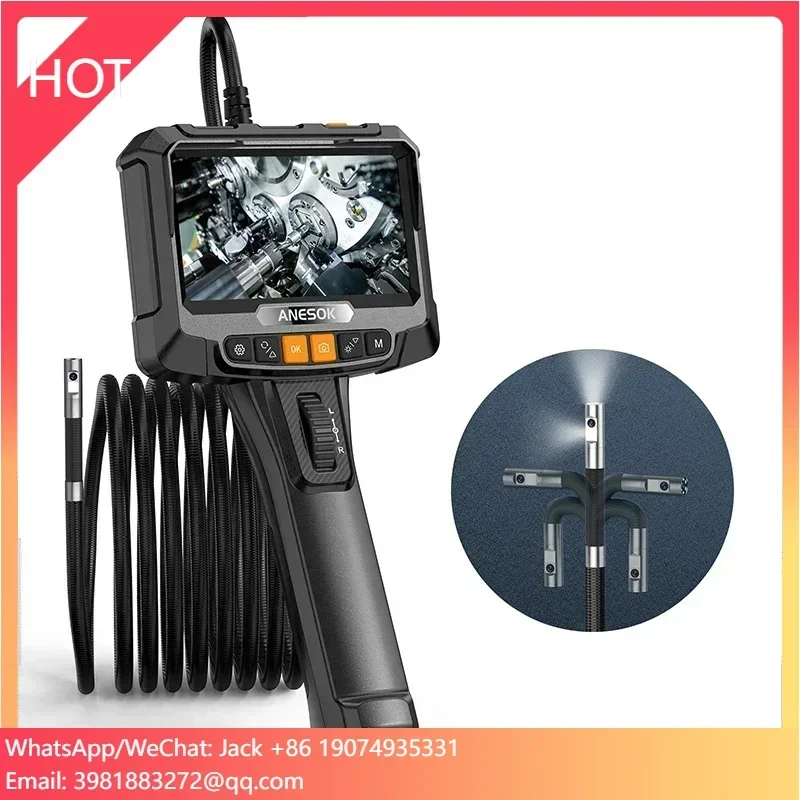 Anesok S10 Two-Way 180 Degree Steering Endoscope Camera Car Borescope Camera 6.0mm Industrial Endoscope Diagnostic Tools