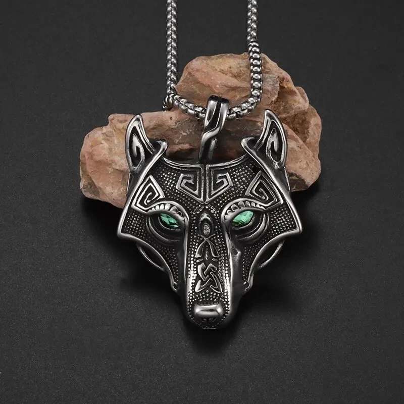 Vintage Nordic Fenrir Celtic Wolf Pendant Necklace Men's Punk Rock Street Jewelry Jewelry Accessories Gift