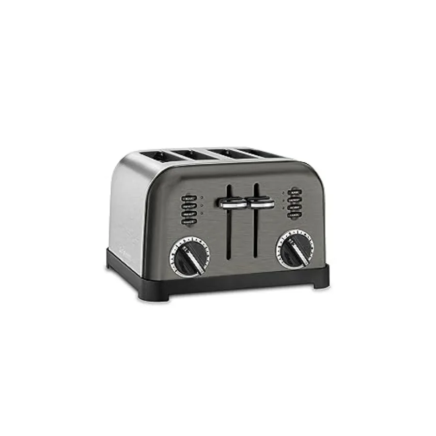 

4-Slice Toaster Black/Stainless Steel Classic CPT-180BKS for Home Kitchen Use Durable Stainless Steel and Black Finish Non-Stic