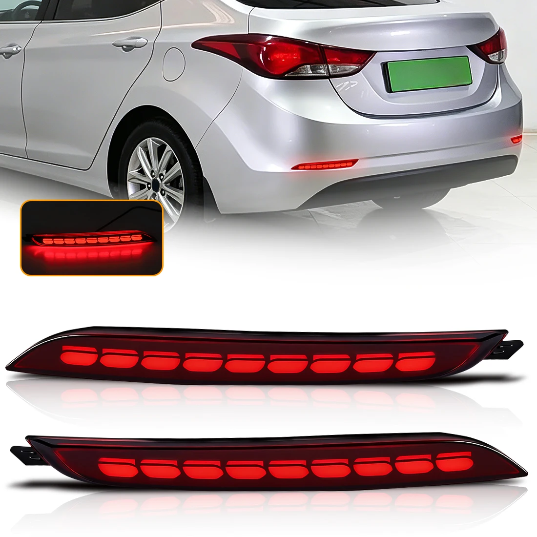 

LED Reflector Stop Light For Hyundai Elantra 2014 2015 2016 Rear Bumper Brake Lamp Dynamic Turn Signal Light Car Accessories