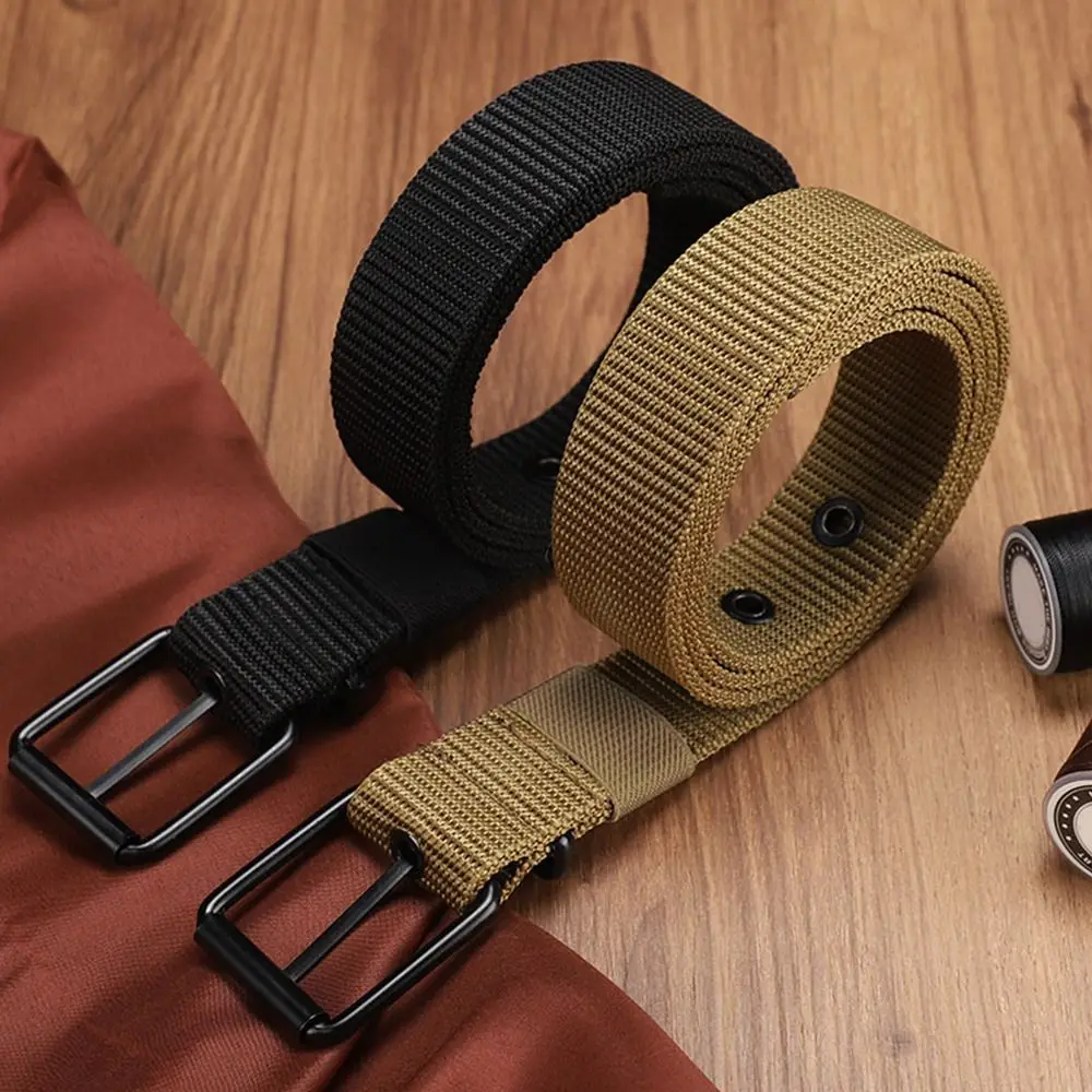 Quick-drying Simple Nylon Canvas Braided Belt Casual Luxury Design Pin Buckle Waistband Weave Waist Band For Man Jeans Belt