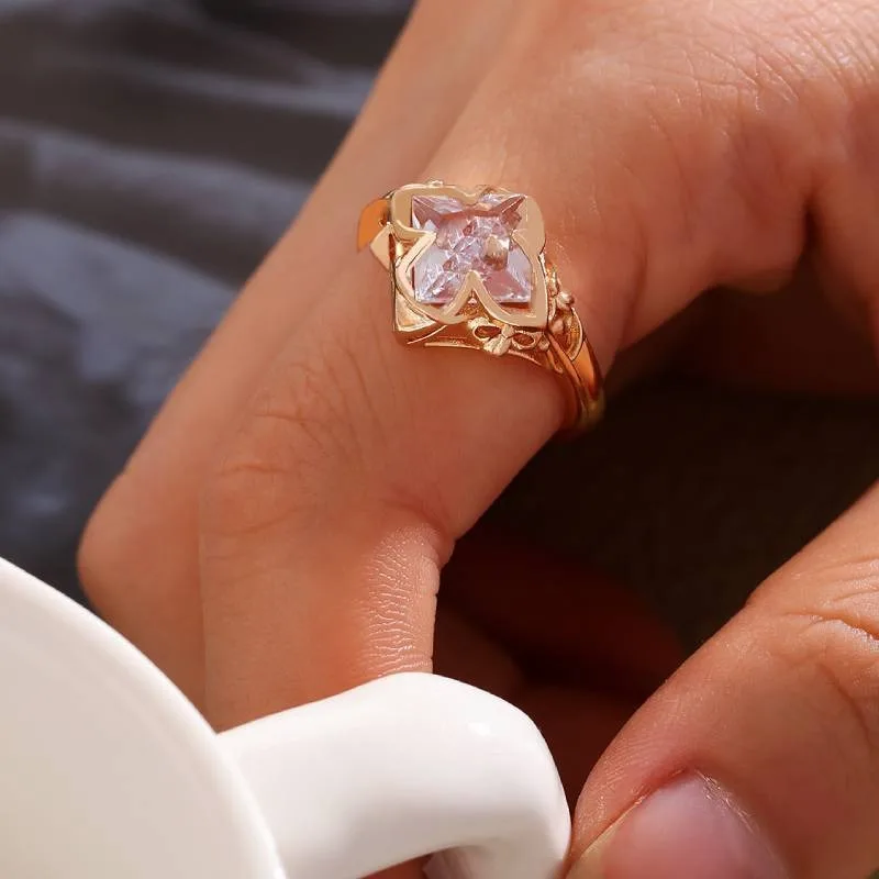 

New Korean version mini ring with diamond shaped sparkling ring, copper jewelry for beautiful women, holiday gift giving