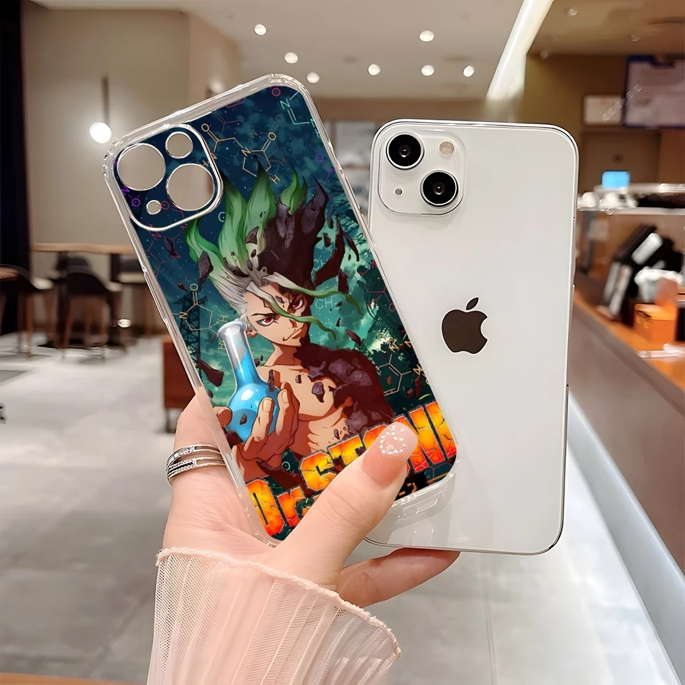 Anime Boys Dr. Stone Phone Case For Iphone 15 Pro Max 14 16 Plus 11 12 Mini 13 Pro 7 8 X XR XS SE Transparent Back Cover