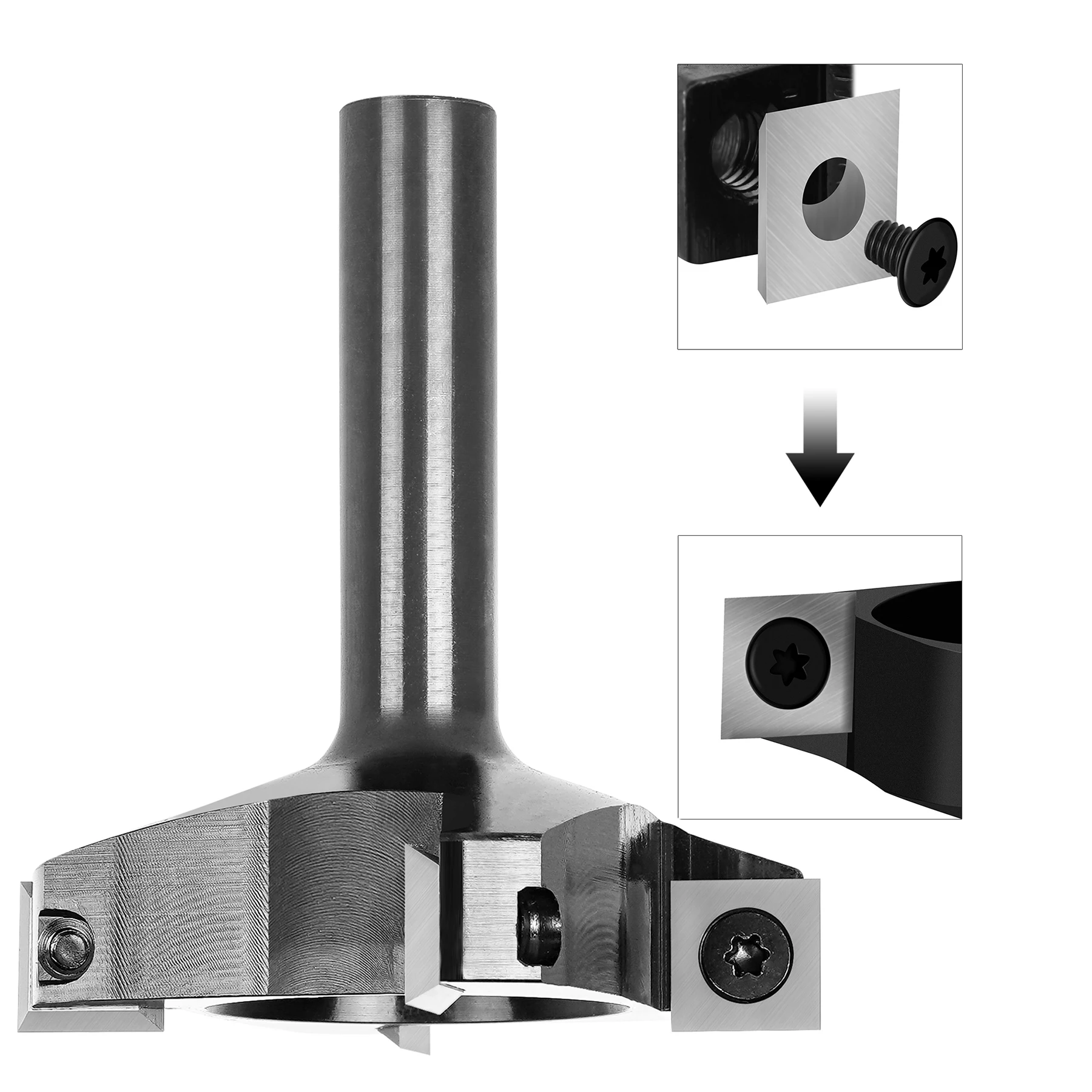 SpeTool 1pc CNC Spoilboard Surfacing Router Bit 1/2 Inch Shank 4-Flute Carbide Insert Slab Flattening Router Planer Bit for Wood