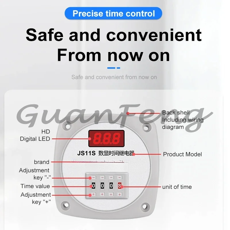 Delay switch timer AC220V AC380V digital display time relay 0.01S-999H