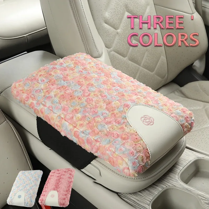 Lace Floral Pattern Car Armrest Cushion Breathable Material Suitable for Women Blue Pink Red Color Options Available
