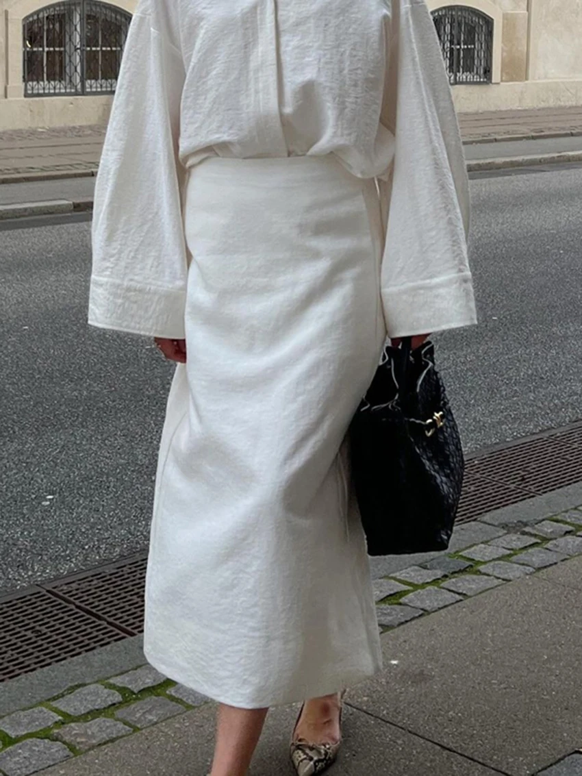 Marthaqiqi طقم بيجامات للسيدات غير رسمي بأكمام طويلة ملابس نوم بياقة مقلوبة قمصان نوم طويلة تنانير شتوية ملابس نوم نسائية #1