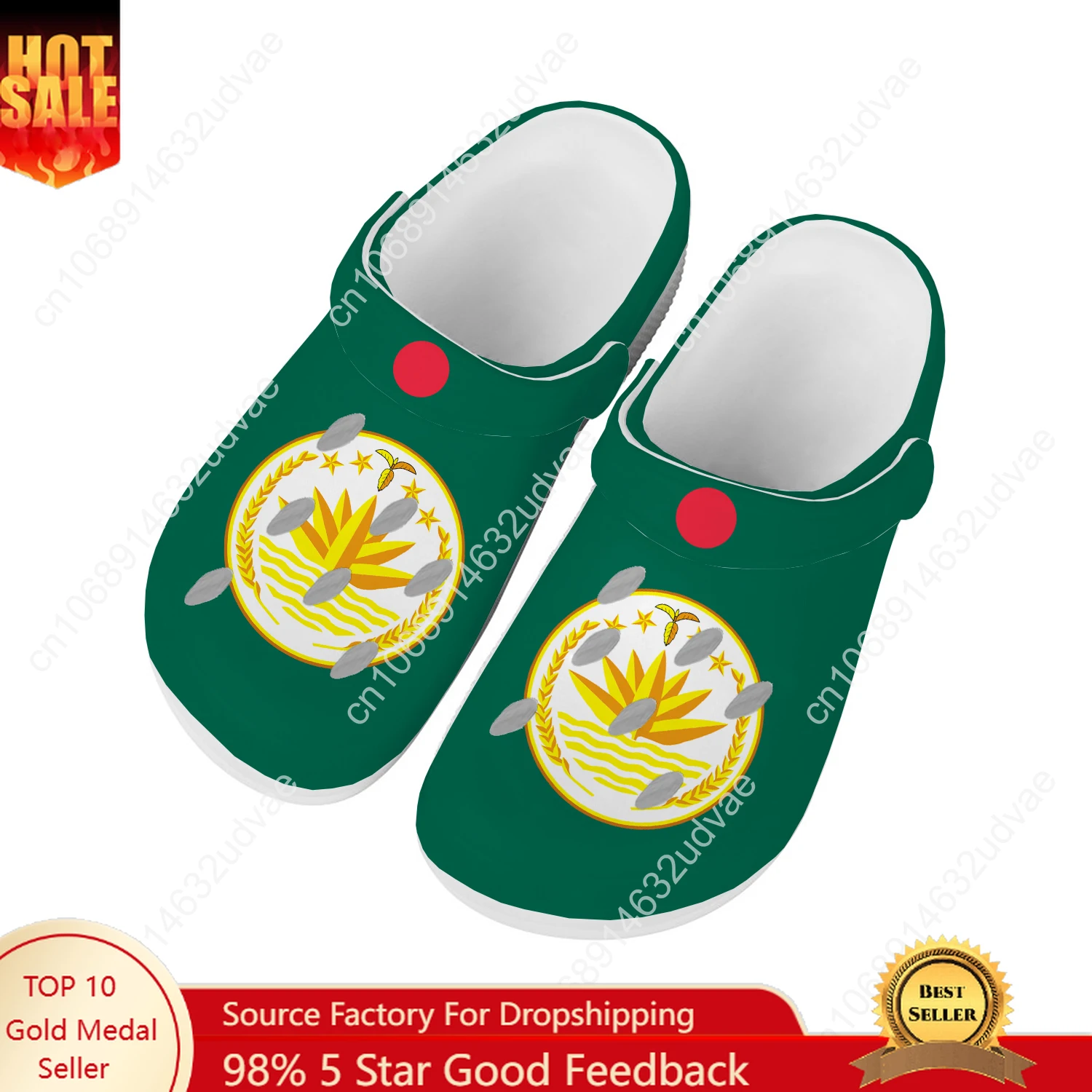 

Bangladesh National Flag Water Shoes Men Women Comfortable Home Garden Clogs Customizd Sandals Beach Breathable Hole Slippers