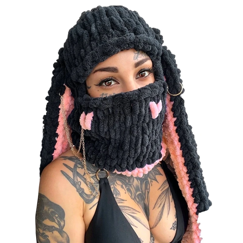 Women Plush Hat Funny Velvet Warm Winter Fall Rabbit Ears / Demon Horn Shaped Soft Beanies Female Halloween Outdoor Skullies