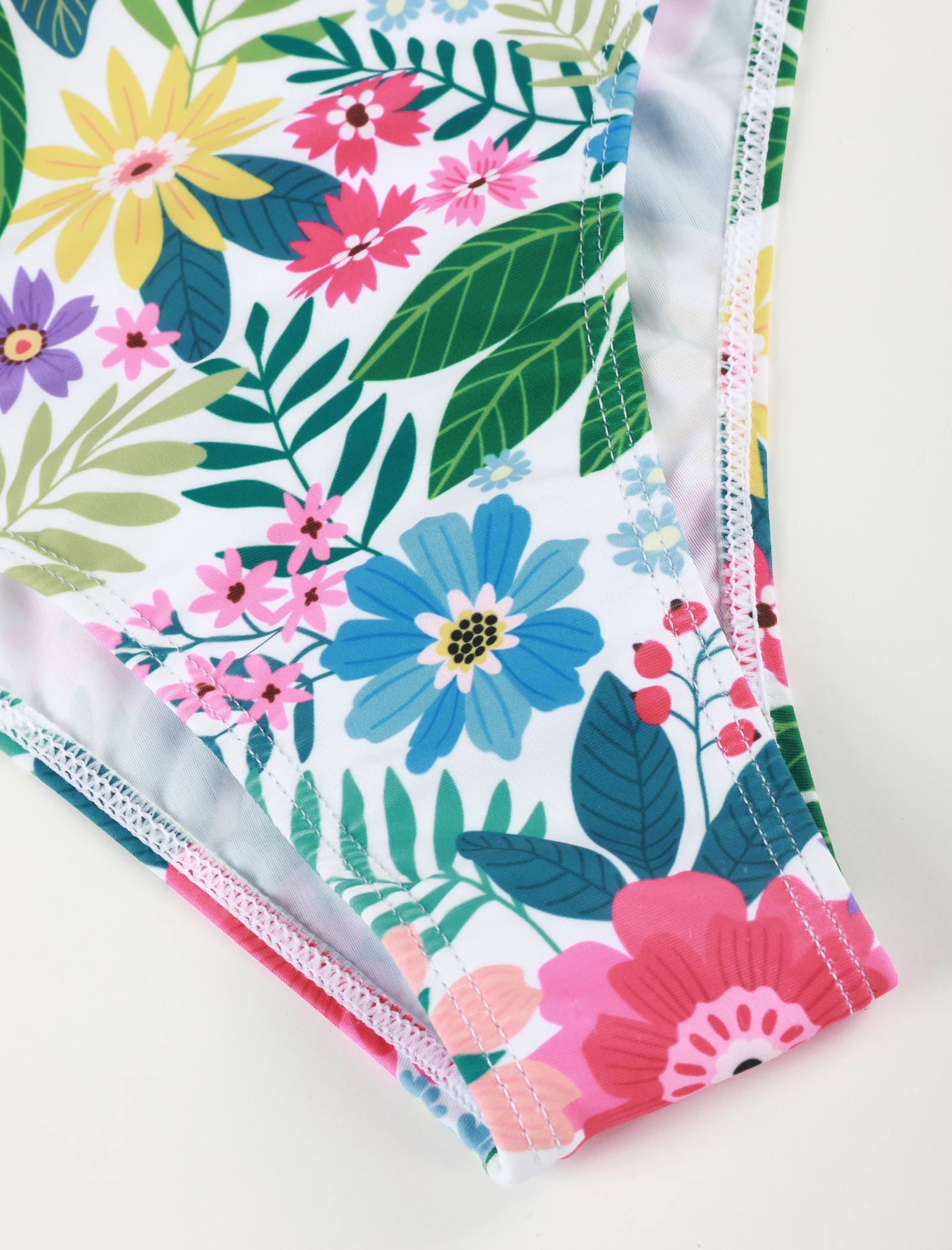 طقم بيكيني نسائي بطبعة زهور، توب سباحة بدون أكمام من Boho Fashion وجزء سفلي للسباحة للصيف، ملابس سباحة للسيدات لقضاء عطلات الشاطئ #5