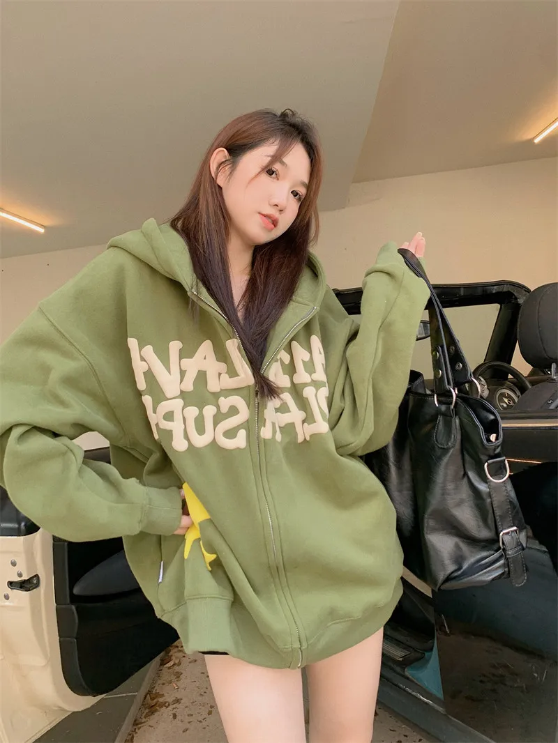 

plus Size Women's Fce Lined Hoodie Sweatirt Loose Fit Autumn Winter New Sle Slimming Casual Outerwear Korean Sle